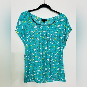 Worthington Geometric Print Teal Top